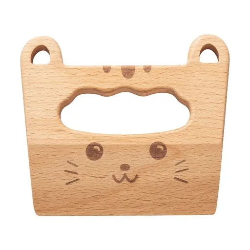Wooden Kids Knife for Cooking and Cutting Fruits, Veggies & Cake, Cute Cat Shape Kids Kitchen Tools for Little Hands in