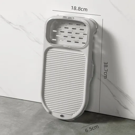 Mini Washboard 2 in 1 Portable Nonslip Plastic Washing Laundry Board with Soap Holder for Home Dormitory