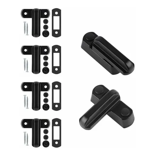 Sash Jammer Additional Window Lock, 4 Door Window Locks Block Aluminum Alloy With 8X Screws, Home Security, Child