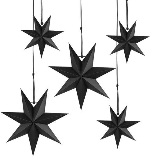 Hanging Decorations 5 Piece Black Paper Stars 25cm and 40cm for Christmas Party Wedding DIY
