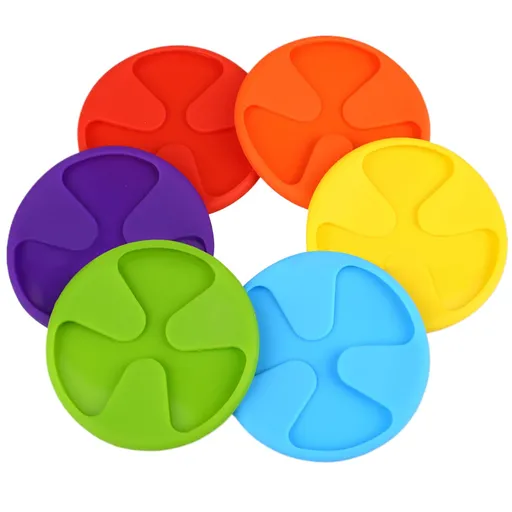 Silicone Coaster, 6PCS Silicone Drink Coasters Anti Slip Wine Glass Cup Drink Coasters Slip on Decoration 3 in 1 Cover Drinks