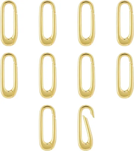 10pcs Oval Clasp Carabiner,Jewelry Necklace Connector for Extend or Repair,Gold-17.9mm