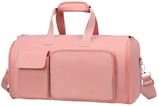 Convertible Travel Garment Bag Large Duffel Suit Carrier with Shoe Compartment & Hidden Backpack Straps Waterproof Light Pink