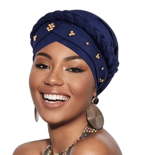 African Pre-Tied Twisted Head Turbans Hats for Women, Sleeping Head Wraps for Black Women Chemo Cancer Cap Braid Hair Cover