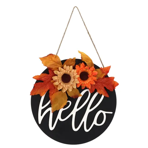 Thanksgiving Wreath Wooden Sign Door Hanging Welcome Sign Wreath Listing Home DecorationMaple Leaf Sunflower
