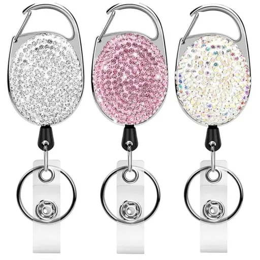 Keychain Retractable 3 ID Cards Yo-Yo, Retractable ID Card Holder Keychain Key Ring Key Tag Retractable for Keys, Card Holder ID Card Holder