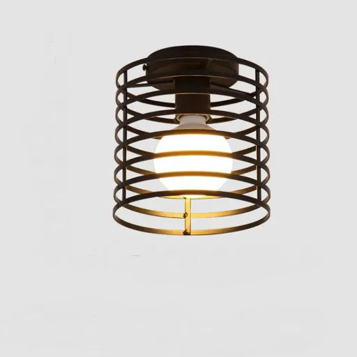 Ceiling Light Fixtures, Black Industrial Metal Cage Light Fixtures Ceiling Mount,Farmhouse Retro Close to Ceiling Light Fixture