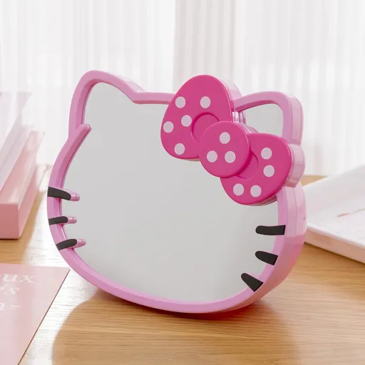 Desk Mirror, Kitty Cat Shape-Kawaii &Vanity Makeup Mirror for You in Bathroom or Bedroom- Pink, Birthday Gift for Hello Kitty Fans