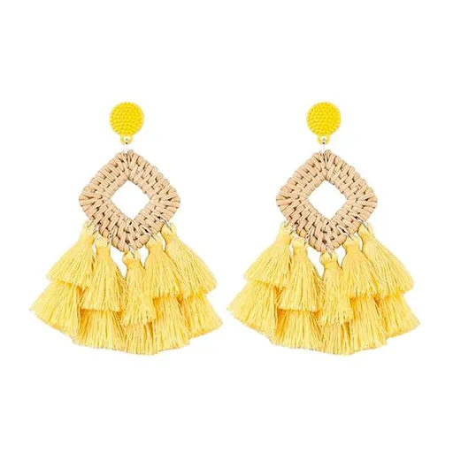 Rattan Tassel Earrings for Women Bohemian Statement Handmade Woven Drop Dangle Earrings don't burden your ears when worn
