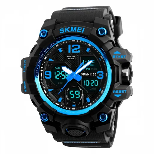 Men Analog Digital Military Sports Watch, 50M Waterproof Outdoor Wrist Watch with Backlight Stopwatch Alarm