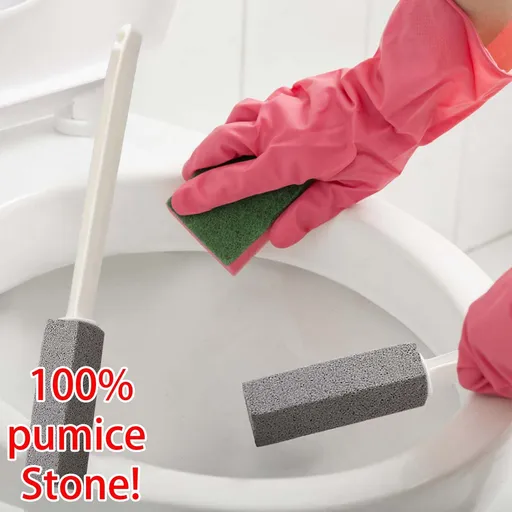 Toilet Cleaner Hard Water Build Up Remover with Ergonomic Handle, Toilet Bowl Stain Ring Remover, Pumice Cleaning Stone with Handle for Kitchen/Bathroom/Pool/Household Cleaning