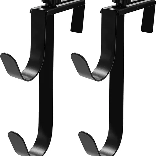 2 Pcs Double Pool Fence Hooks for Pool Equipment - Adjustable Pool Pole Hanger Rustproof Pool Hooks for Poles Black