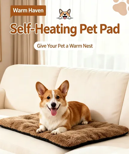 Khaki Self Heating Pet Pad S Size 36*50cm Warm Dog Cat Mat