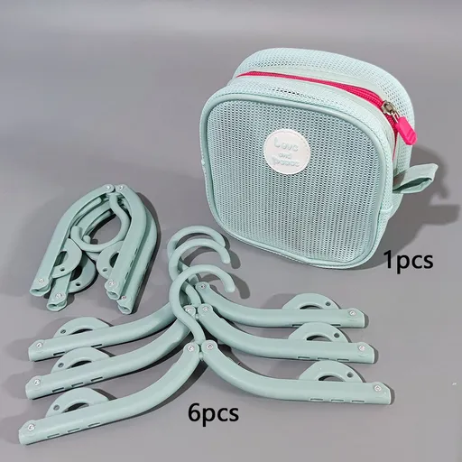 Portable Foldable Travel Clothes Hanger Set, Clothes Rack With Storage Bag For Business Trips and Home Use—Blue