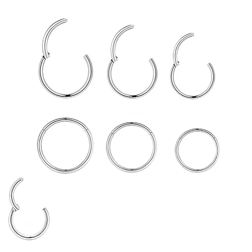 Nose Hoop,18G Hoop Nose Rings for Women,6 Pieces Steel Nose Rings for Women,Cartilage Earring Hoop Men Hinged Septum Jewelry for Nostril Helix Tragus Daith Conch Lip Ear Lobe Piercings