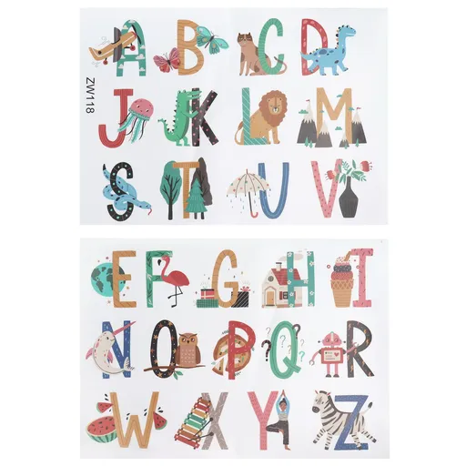 Animals Plants English Letters Pattern Wall Sticker Wall Decals for Kids Room Decor