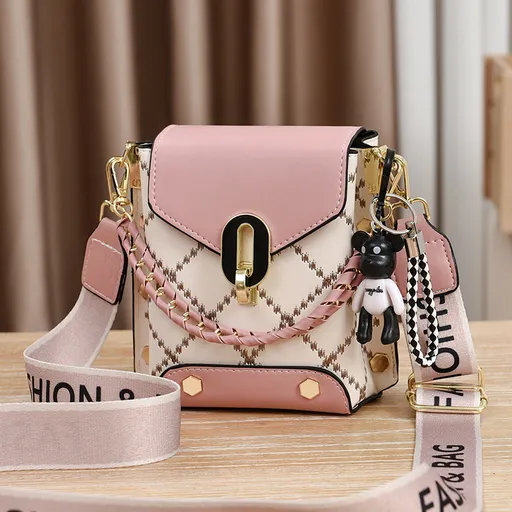 Pink Stylish Korean Minimalist Crossbody Bag - Elegant Small Square Shoulder Bag with Phone Pocket
