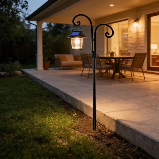 60in Double Shepherd Hook, Heavy Duty Iron Garden Stake, Black Metal Hanger for Lanterns, Bird Feeders & Plants, Patio Yard Decor