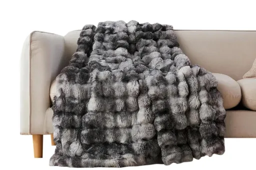 Bubble Tie Dye Throw Blanket Soft Cozy Microfiber Lightweight Warm -Dark Grey M