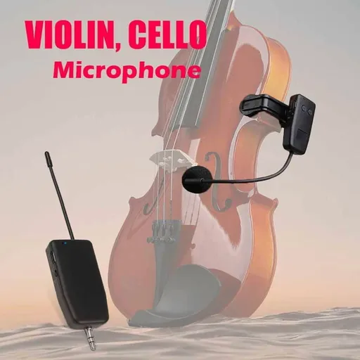 2.4G Wireless Microphone System for Violin, Cello, Guitar Clip-on Transmitter and Receiver, 50 Meters Range