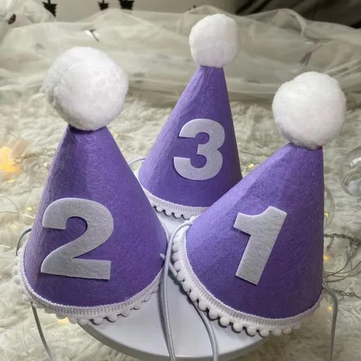 Birthday Hat Baby Felt Party Prop Chun Yue Purple 3 weeks 0-10 weeks can take