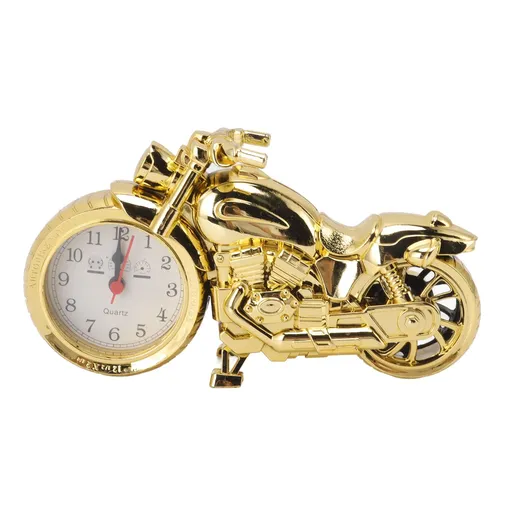 Motorcycle Alarm Clock Ingenious Vintage Simulation Motorcycle Model Alarm Clock for Children Home Car Office 168D Gold, Single Color