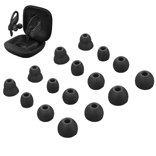 16Pcs Silicone Earbud Tips Compatible with Beats Powerbeats Pro Beats Flex and Beats X Black
