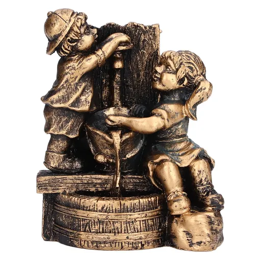 Garden Ornament Little Boy Girl Playing Water Statue Resin Sculpture Modern Simple Style