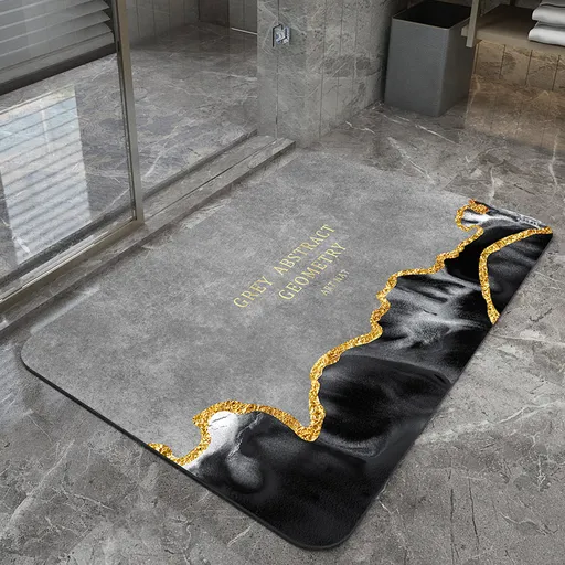 Quicksand and golden grey Modern Absorbent Diatomaceous Earth Bath Mat - Quick Dry, Non-Slip, Soft Bathroom Floor Mat