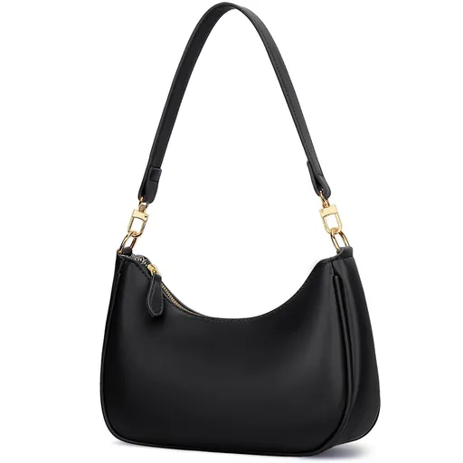 Women's Retro Shoulder Bag Classic 90s Style Underarm Purse Faux Leather Crescent Hobo Handbag with Zipper for Daily Use and Evening
