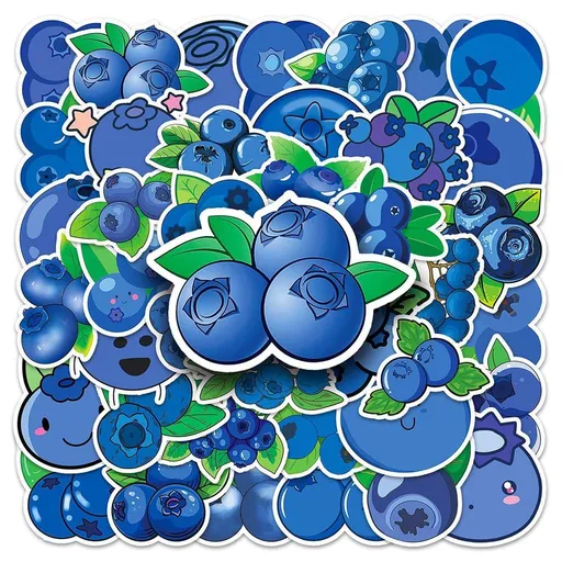 50Pcs Blueberry Stickers Waterproof Vinyl Decals for Adult Teen Kids Cup Water Bottles Laptop Luggage Computer Mobile Phone