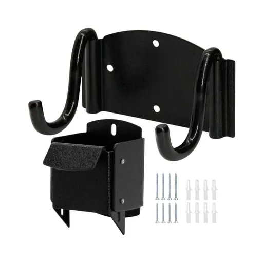Wall Mount Wheelbarrow Hook Two Piece Storage Hook with Lower Support Base and Screws for Garage and Shed Storage Areas for Utility Use