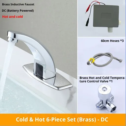 Touchless Bathroom Sink Faucet, Motion Automatic Sensor Faucet with Hole Cover Plate, Chrome for Water Bath Commercial Lavatory Farmhouse