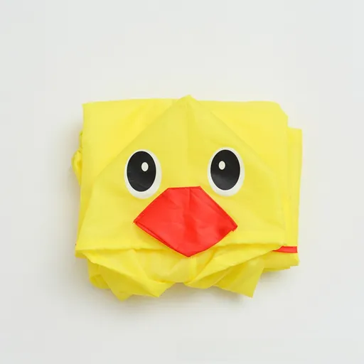 Yellow Duck Kids Cartoon Animal Raincoat - Waterproof Hooded Rain Poncho for Toddlers & Students (90-130CM Height)