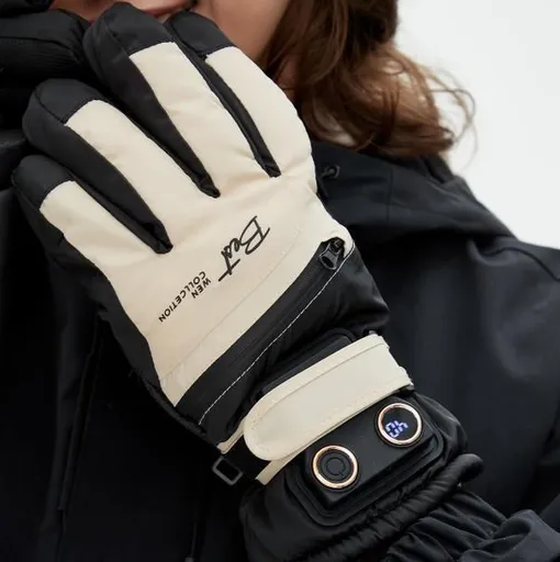 Winter Self-Heating Windproof Touchscreen Gloves-Beige Black