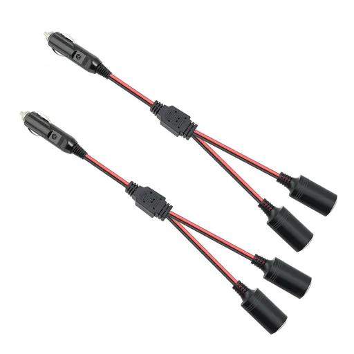 2pc Lighter Male Plug,Plug with Light Power Supply Cord Adapter Fuse Cable Wire for Car Inverter Air Pump Sprayer Compressor
