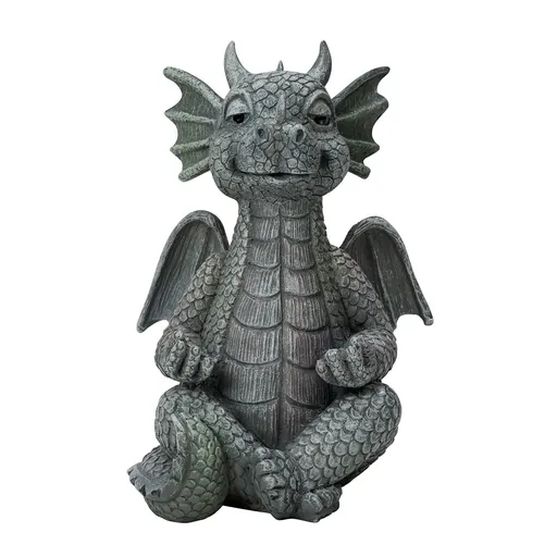 Meditation Dragon Sculpture Figurine Outdoor Decoration, Zen Yoga Garden Art Sculpture for Lawn Yard Balcony Indoor(Hands Flat)