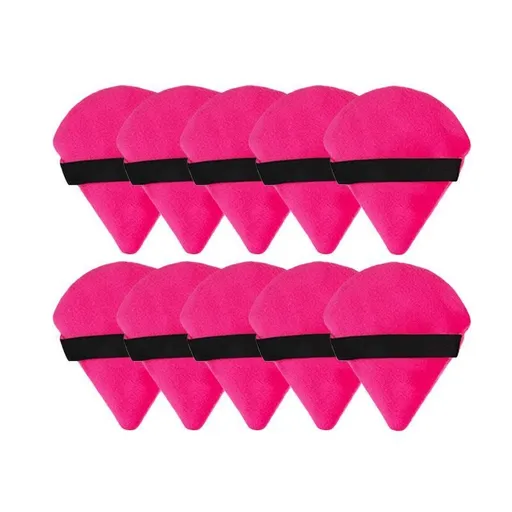 1/10X Triangle Cosmetic Puff Mini Cotton Makeup Sponge Powder Tool - Rose Red