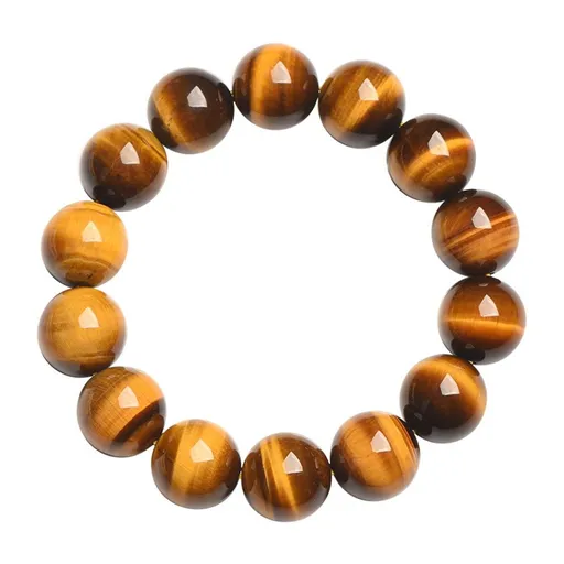 Mens Tiger Eye Stone Beaded Bracelet, Large 14mm Natural Gemstone Beads Bracelet,Stretchable Chunky and Manly looking