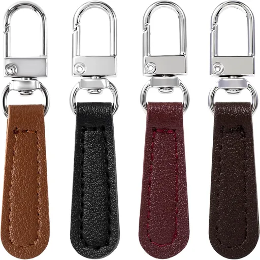 4pcs Leather Zipper Pull Replacement, Detachable Pull Zipper Tabs Fasteners, Repair Tab Cord Pullers Accessories for Jackets Bags Luggage Purses Backpacks Suitcase Clothing- 4 Colors