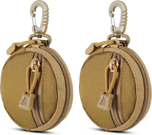 Storage Bag - Accessory Organizer - Compact Wallet for Daily Use - Suitable for Travel, Sports, Running, Camping and Other Indoor and Outdoor Activities - Set of 2 (Khaki)