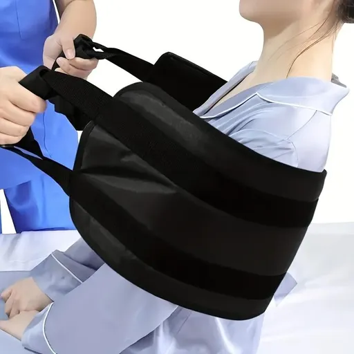 Sponge Padded Handle Patient Rising Aid Strap, Care Assistance & Rehabilitation Transfer Tool for Safe Elderly & Patient Mobility Black