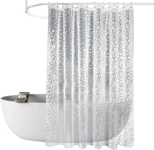 Waterproof Shower Curtain with Bottom Magnet and Weight Pebble Pattern, 180x180 cm