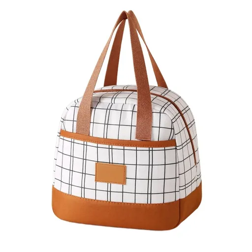 Lunch Bag for Women Men - Reusable Insulated Lunch Box with Handle, Leakproof Checkered Design for Office, School, Picnic