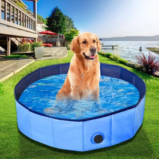 Foldable Dog Bath Swimming Pool Plastic Kiddie Pool Professional Tub Collapsible Grooming Bathtub for Pets Kids Baby,32 x 8 Inches