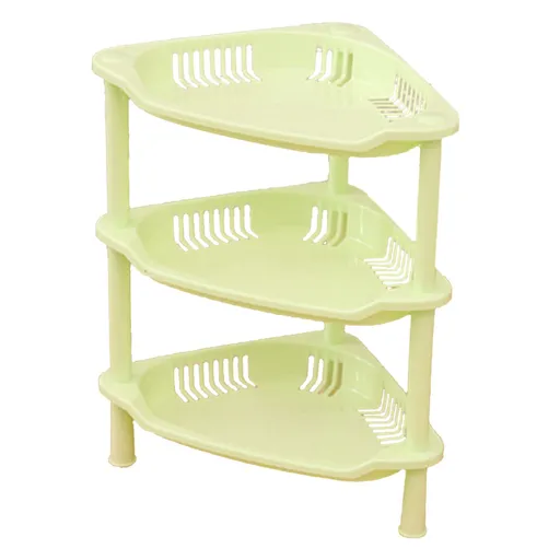 3 Layers Bathroom Standing Shelf Bathroom Stand PP Land Installation Bathroom Rack Storage Shelves for Bathroom KitchenGreen Trigon