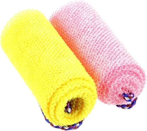 2 Pack African Net Sponges, Fast-Foaming Exfoliating Bath Sponges for Showering and Body Cleansing, 75 x 14 x 0.5 cm
