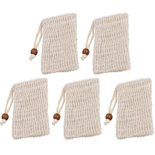 5-Pack Natural Sisal Soap Saver Bag, Organic Soap Pouch for Exfoliating Lather, Bar Soap Holder – Air Dry Soap Bag for Shower