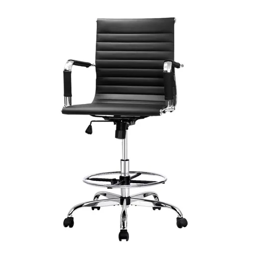 Artiss Office Chair Drafting Stool Leather Chairs Black