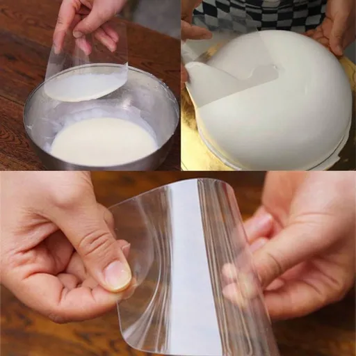 5PCS Transparent Cake Cream Scraper Icing Smoother Flexible Plastic Cake Scraper Smoother for Bakery Pastry Cake Decoration Kitchen DIY Baking Tool